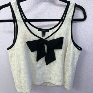 Floral Crop Tank Top with Bow